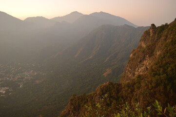 Sunrise over the volcanoes of Lake Atitlan in Guatemala, Central America