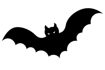 Bat. Silhouette. Halloween symbol. Glowing eyes. Vector illustration. Vampire animal. Isolated white background. Carrier of dangerous infections. Flat style. A blood-sucking mammal. All Saints Day. 