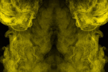 Yellow steam on a black background.