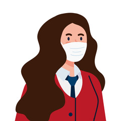 New normal of stewardess woman with mask design of covid 19 virus and prevention theme Vector illustration