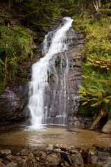 Fototapeta na wymiar Waterfall in a forest, near Keprnik mountain, Jeseniky - Czech Republic