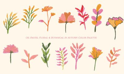 Fototapeta na wymiar Floral and Botanicals in Autumn Color