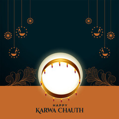 Happy karwa chauth decorative background of traditional indian festival