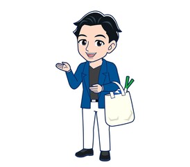 Young man in a blue jacket