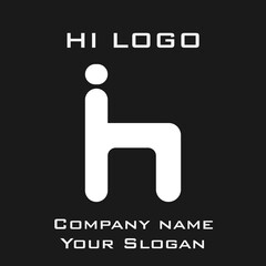 HI initials logo, name initials logo, company initials logo, person initials logo.