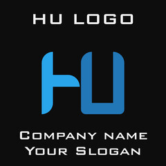 HU initials logo, name initials logo, company initials logo, person initials logo.