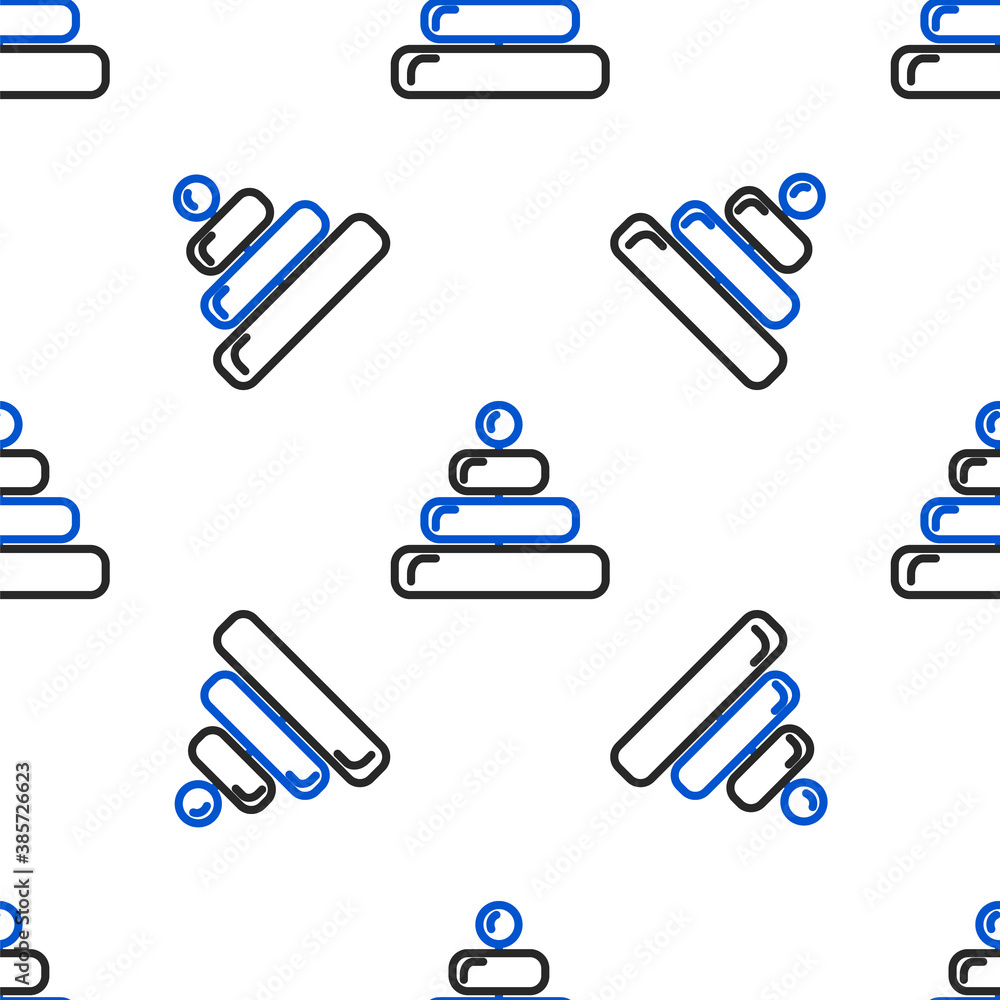 Poster line pyramid toy icon isolated seamless pattern on white background. colorful outline concept. vecto