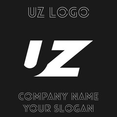 UZ initials logo, name initials logo, company initials logo, person initials logo.