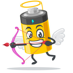 vector illustration of battery mascot or character