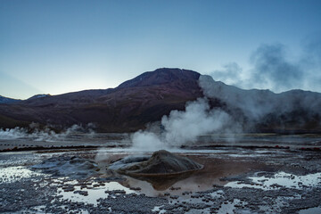Freezing daybreak in the Geiseres de Tatio, a natural spectacle.
Atacama Desert, Chile.