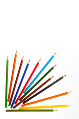 Set of color wooden pencil collection isolated on white background