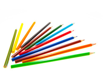 Set of color wooden pencil collection isolated on white background