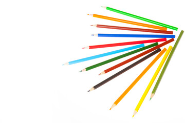 Set of color wooden pencil collection isolated on white background