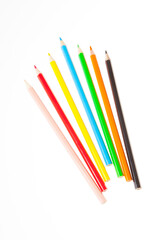 Set of color wooden pencil collection isolated on white background