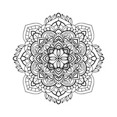 Mandala. Antistress coloring book. Template for mehendi. Oriental drawing. Vector illustration. Isolated on a white background.