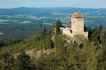 Fototapeta na wymiar View of Kasperk castle from Pusty Hradek near Kasperske Hory,Plzen Region,Czech republic,Europe 
