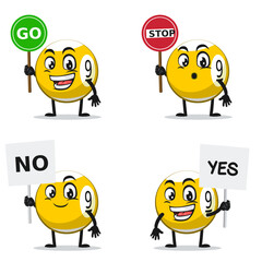 Obraz premium vector illustration of billiard ball character or mascot