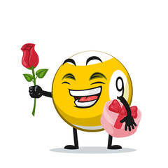 vector illustration of billiard ball character or mascot
