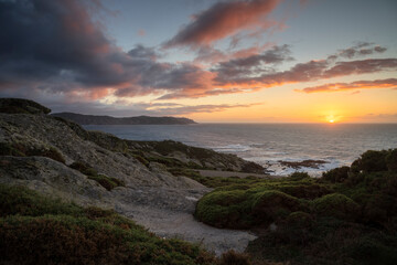 sunset over the sea in Galicia, Spain