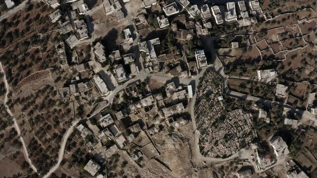 Palestinian old city Abu Dahuk (beit hanina)- Aerial
top down shot from high altitude, drone view
