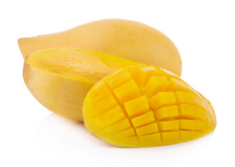 mango Fruit set slice isolated healthy fresh fruit top view vegetable agri nature fruit isolated on a white background.