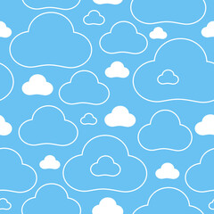 Vector clouds pattern, seamless pattern of linear and white elements, cloudy weather pattern, floating clouds set, blank for textiles and wallpaper.