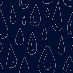 Vector pattern of drops, seamless pattern of linear elements, rain pattern, a set of drops of different types, blank for textiles and wallpapers.