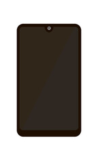 Vector blank of a touch screen phone, a dark screen of a mobile gadget, an image of an external screen of a phone with a camera, a template for advertising and design.