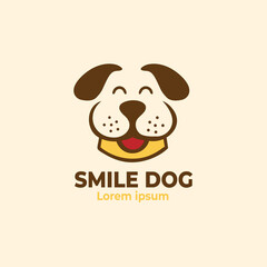Smile Dog Face Logo. dog head cartoon. Vector illustration silhouette