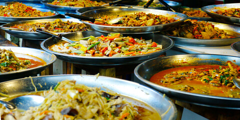 assortment of asian dishes street food 