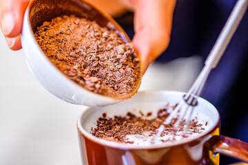 making a hot chocolate