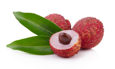 Lychee Fruit set isolated healthy fresh fruit top view vegetable agri nature fruit isolated on a white background.