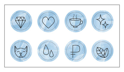 set of buttons instagram hightlights storeis set