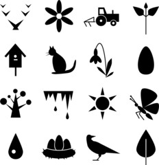spring icon set black