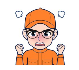 Young man in orange work clothes