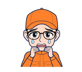 Young man in orange work clothes