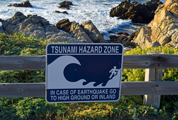 Tsunami Hazard warning sign , California 