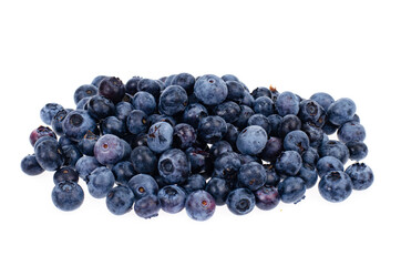Bunch of garden sweet ripe blueberries isolated on white background