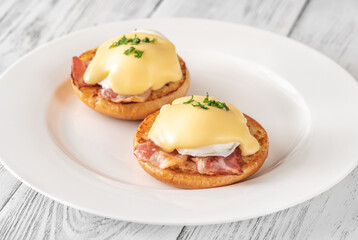 Eggs Benedict with bacon