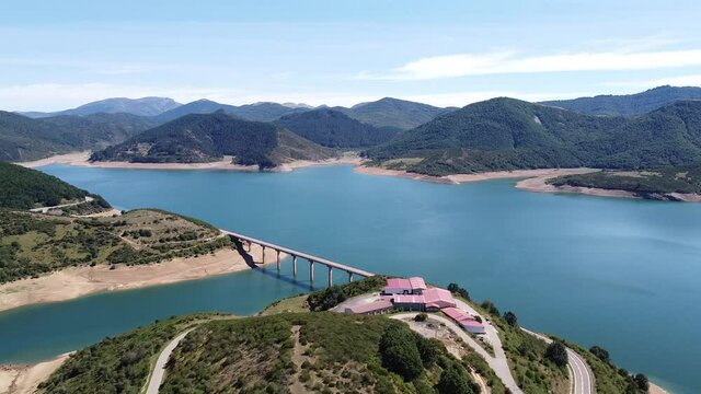 the lake of ria&ntilde;o in le&oacute;n, spain (aerial drone shots)