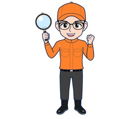 Young man in orange work clothes