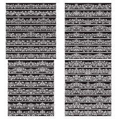 Black white vintage vector brushes big set. Borders templates kit for frames design and page decorations.