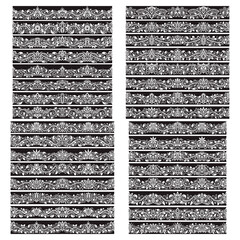 Black white vintage vector brushes big set. Borders templates kit for frames design and page decorations.