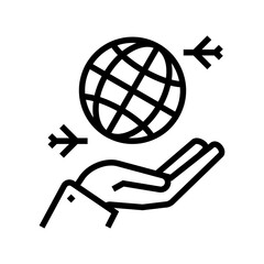 world travelling and remote work line icon vector. world travelling and remote work sign. isolated contour symbol black illustration