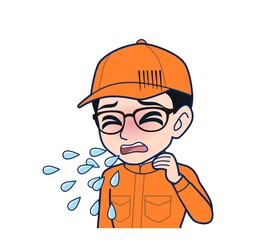 Young man in orange work clothes