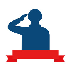 military soldier man silhouette with ribbon design, armed forces patriotic american patriotism army war and service theme Vector illustration