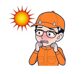 Young man in orange work clothes