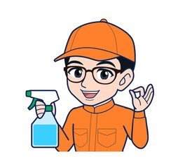 Young man in orange work clothes