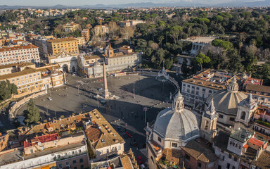 Fototapeta na wymiar Aerial view of Piazza del Popolo