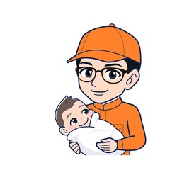 Young man in orange work clothes